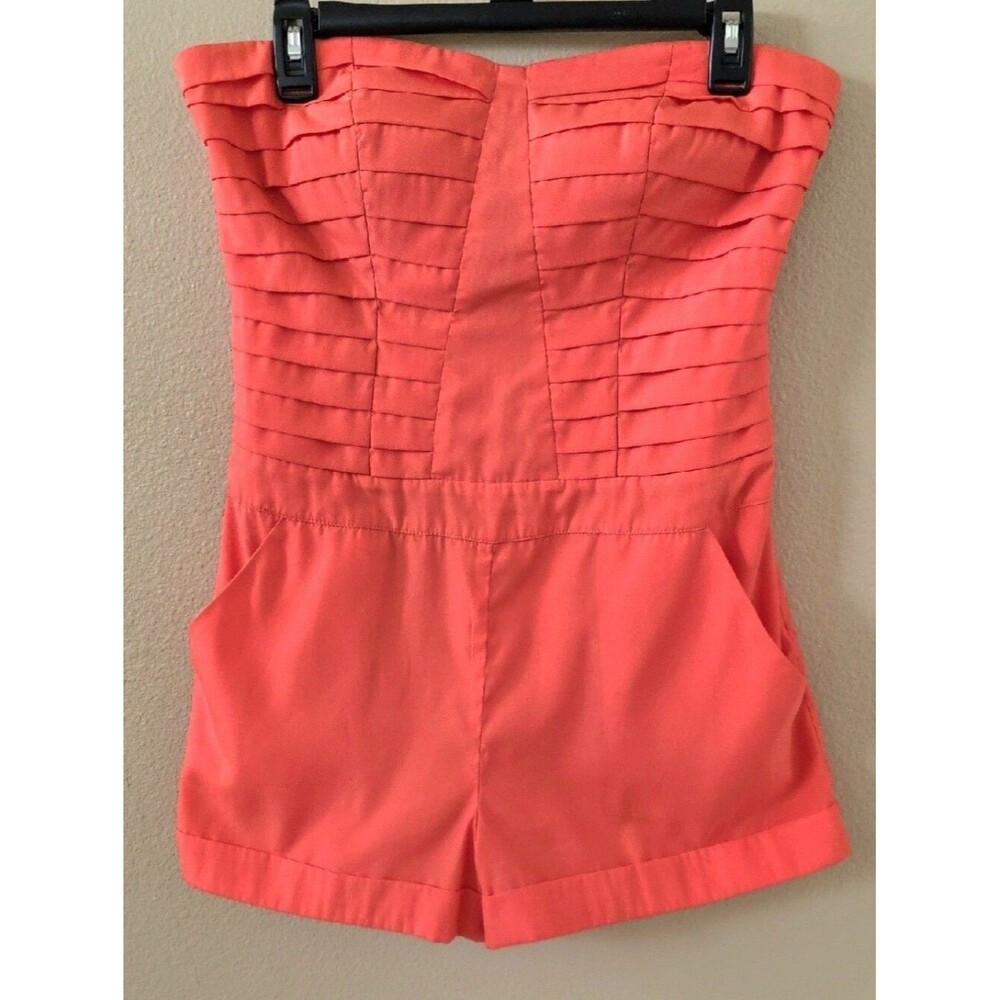 Bebe Coral Pleated Botice Strapless Romper Y2k Summer - Size 8